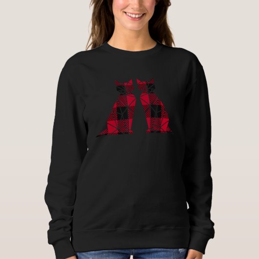 Geometrisch Polygonal Cat Twins Buffalo Kariert Pa Sweatshirt (Vorderseite)