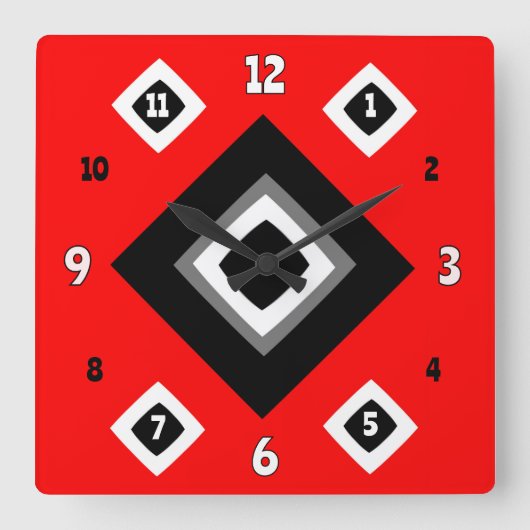 Geometrisch Quadratische Wanduhr (Vorderseite)