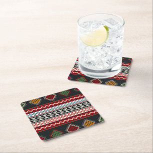 Geometrisch Retro klassisch süß-trendy farbenfroh Rechteckiger Pappuntersetzer
