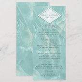 geometrisch-romantische aquamarine Marmorkalligrap Menükarte (Vorne/Hinten)