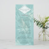 geometrisch-romantische aquamarine Marmorkalligrap Menükarte (Stehend Vorderseite)