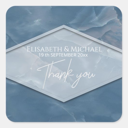 geometrisch-romantische Kalligraphie aus Marmor Quadratischer Aufkleber (Vorderseite)