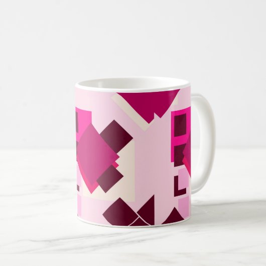 geometrisch rosa abstrakte Quadrate Kaffeetasse (VorderseiteRechts)
