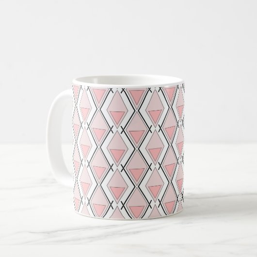 geometrisch rosa beige Muster Kaffeetasse (Vorderseite Links)