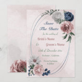 geometrisch rosa blau-weiß save the date (Vorne/Hinten)