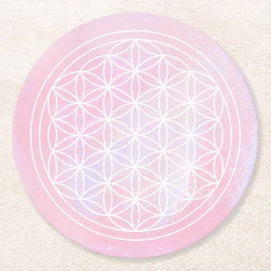 geometrisch, rosa, Blume des Lebens Runder Pappuntersetzer