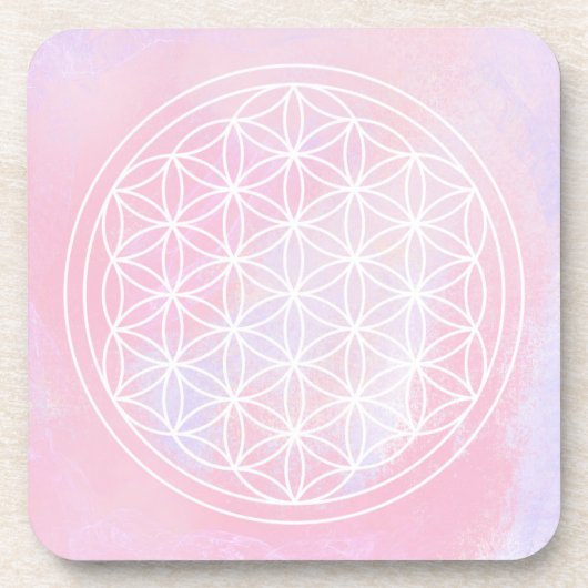 geometrisch, rosa, Blume des Lebens, Untersetzer, Getränkeuntersetzer (Vorderseite)
