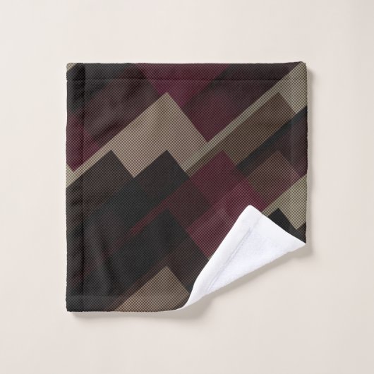 geometrisch rosa braun und beige badhandtuch set (Waschlappen)