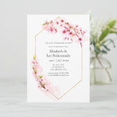 Geometrisch Rosa Frühlingsblossom Bridesmaids Lunc Einladung (Stehend Vorderseite)