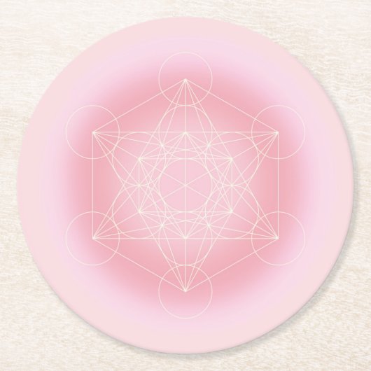 geometrisch, rosa, Metatron, Untersetzer, Zen Runder Pappuntersetzer (Vorderseite)
