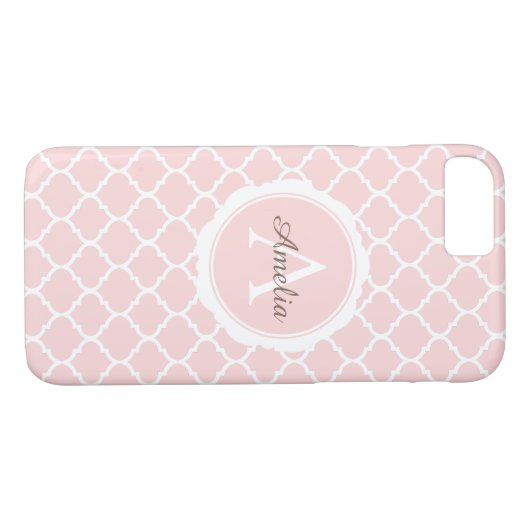 Geometrisch rosa Monogramm Case-Mate iPhone Hülle (Rückseite (Horizontal))