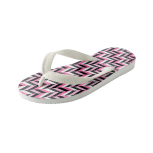 geometrisch rosa, schwarz, grau und weiß 2 kinderbadesandalen