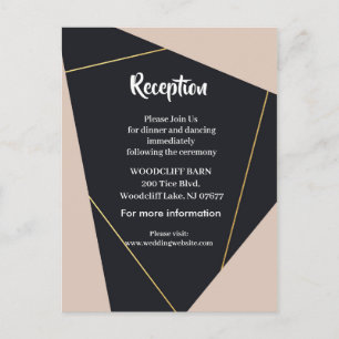 geometrisch rosa schwarz und gold ankündigungspostkarte