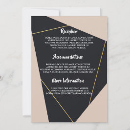 geometrisch rosa schwarz und gold einladung