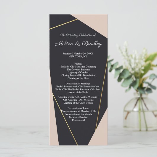 geometrisch rosa schwarz und gold programm (Stehend Vorderseite)