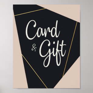 geometrisch rosa, schwarz und goldfarbene Karten u Poster