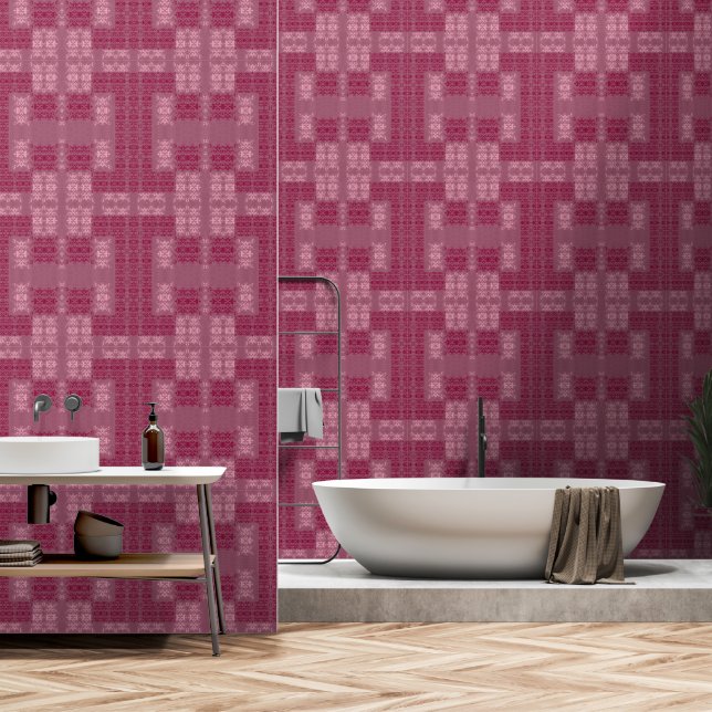 geometrisch rosa tapete (Badezimmer)