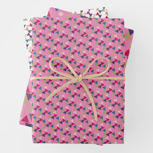 geometrisch rosa Umhüllungspapier Geschenkpapier Set (Beispiel)