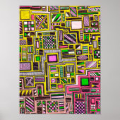 geometrisch rosa und gelbe Formen Pop Art Poster (Vorne)