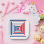 geometrisch-rot-blaue Quadrate für den geometrisch Pappteller (Party)