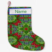 Geometrisch rot, grün und weiß kleiner weihnachtsstrumpf (Vorderseite)