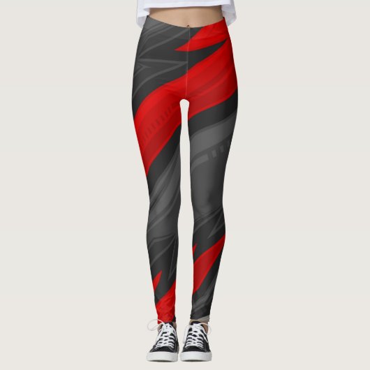 Geometrisch rot leggings (Vorderseite)