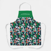 geometrisch rot rot grün, modern Weihnachtsap Schürze (Vorderseite)