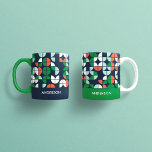 geometrisch rot rot grün, modern Weihnachtsap Tasse<br><div class="desc">geometrische Retroblau rot-grün Weihnachtsgeschenk Backen Schürze Design</div>