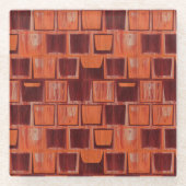 Geometrisch rot und orange glasuntersetzer (Vorderseite)