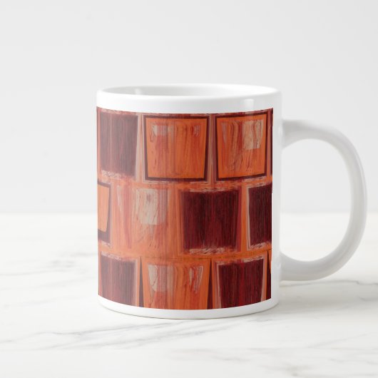 Geometrisch rot und orange Jumbo-Tasse (Rechts)