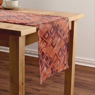 Geometrisch rot und orange mittelgroßer tischläufer