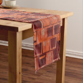 Geometrisch rot und orange mittelgroßer tischläufer (Beispiel)