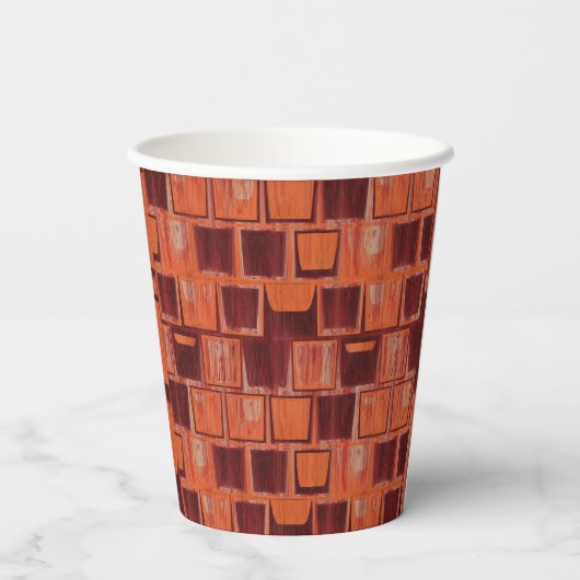 Geometrisch rot und orange pappbecher (Rückseite)