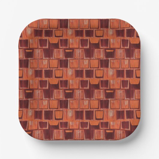 Geometrisch rot und orange pappteller (Vorderseite)