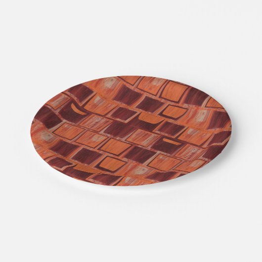 Geometrisch rot und orange pappteller (Schrägansicht)