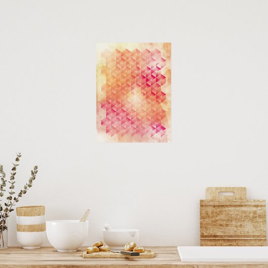 Geometrisch rot und orange poster (Küche)
