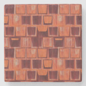 Geometrisch rot und orange steinuntersetzer (Vorderseite)