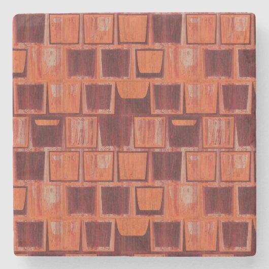 Geometrisch rot und orange steinuntersetzer (Vorderseite)