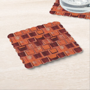 Geometrisch rot und orange untersetzer