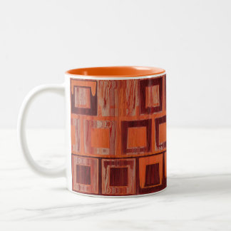 Geometrisch rot und orange zweifarbige tasse