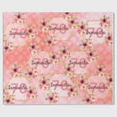 geometrisch rötlich-rosa Blumengestelle Geschenkpapier (Flach)