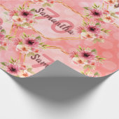 geometrisch rötlich-rosa Blumengestelle Geschenkpapier (Ecke)