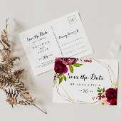 Geometrisch rustikal, horizontal Save the Date Postkarte