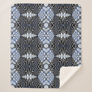 Geometrisch rustikales Boho Blau und Schwarz Stamm Sherpadecke