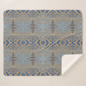 Geometrisch-rustikales Boho Brown und Blue Tribal Sherpadecke (Vorderseite (Horizontal))
