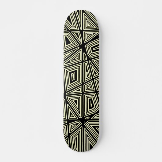Geometrisch - Schwarz auf Creme Skateboard (Vorne)