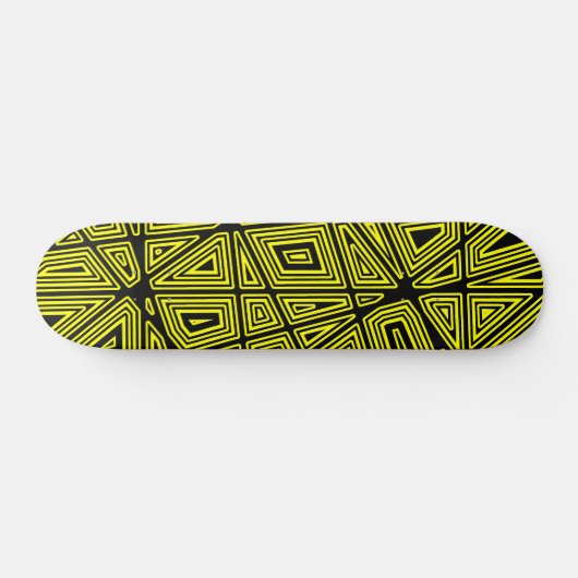 Geometrisch - Schwarz auf Gelb Skateboard (Horizontal)