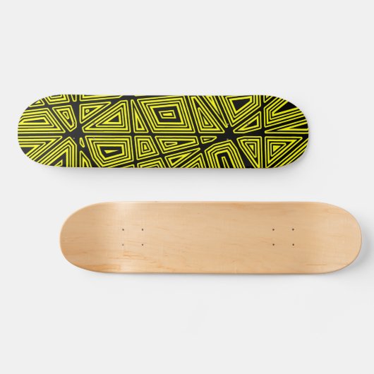 Geometrisch - Schwarz auf Gelb Skateboard (Horizontal)