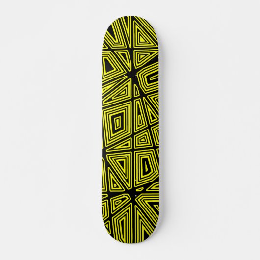 Geometrisch - Schwarz auf Gelb Skateboard (Vorne)