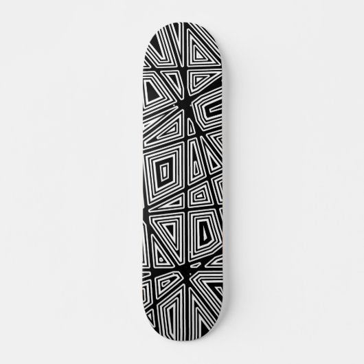 Geometrisch - Schwarz auf Holz Skateboard (Vorne)